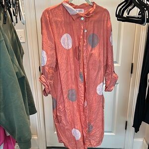 Pink Polka Dot Button-Up Dress